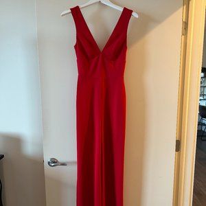 Red Sleeveless Wide-Leg Jumpsuit